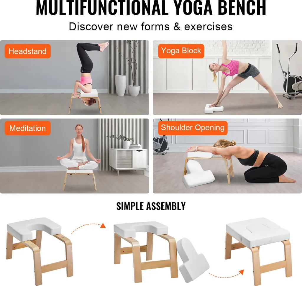 Banc d'Inversion Yoga sans Pression Cervicale - Support Bois Blanc PU
