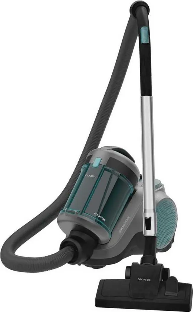 Cecotec hoover de sifter con o senza borsa Conga Rockstar Cyclonic Powerbag. 900W, potente aspirazione da 175AW e 20Kpa, serbatoio da 2L, facile da svuotare e igienico, radio d'azione 10m, 4 accessori