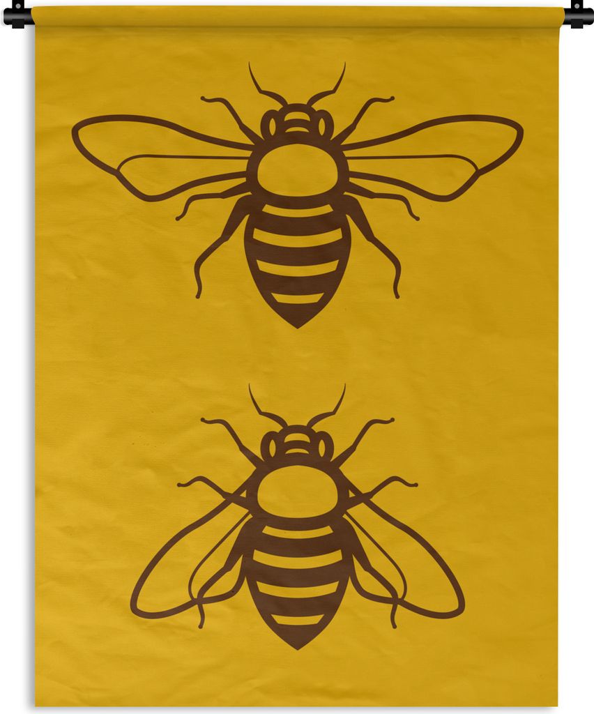 MuchoWow Wandteppich Wandbehang Illustration von zwei Bienen auf gelbem Hintergrund 60x80 cm Tapisserie Dekoration Wandtuch - Decke - Wandtücher...