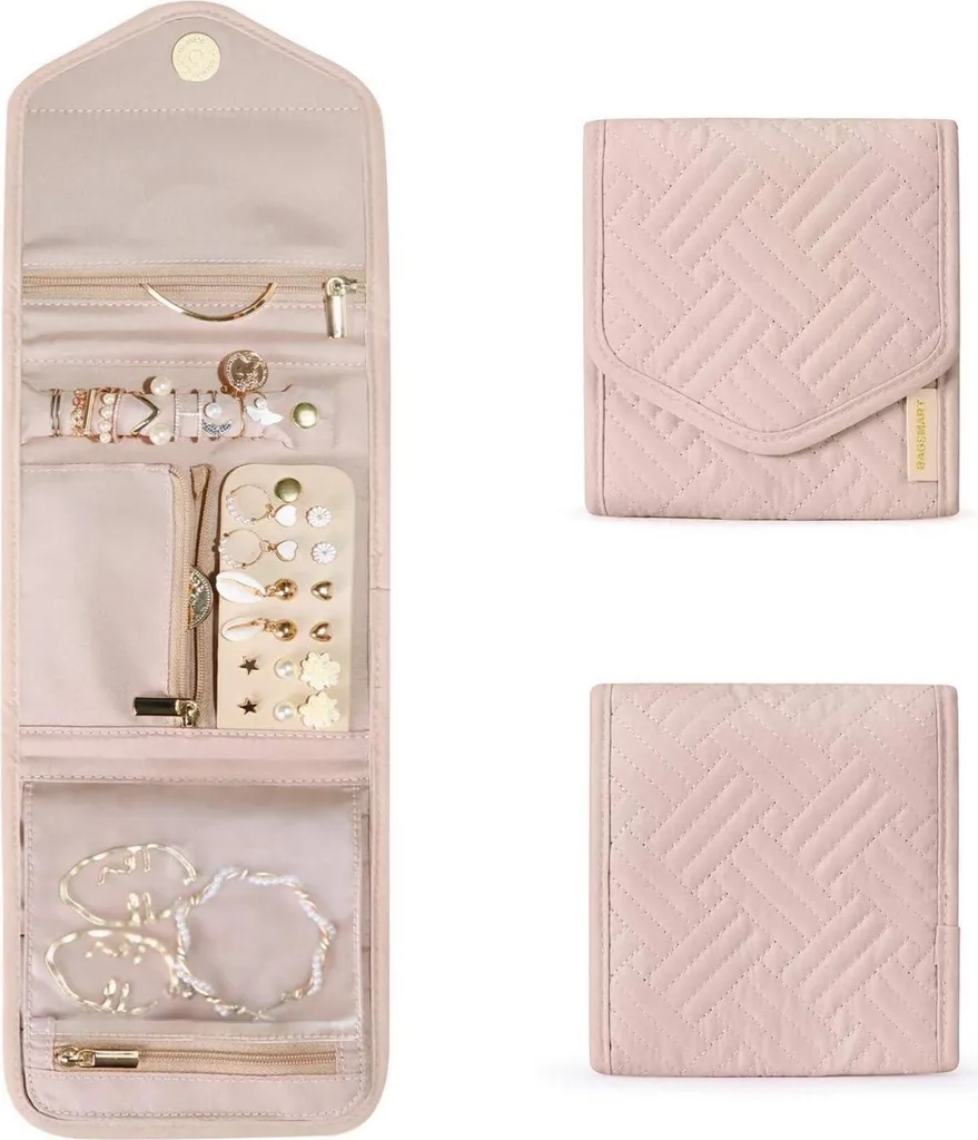 Borsa Organizer Gioielli da Viaggio Mini Rosa - Portagioie Compatto