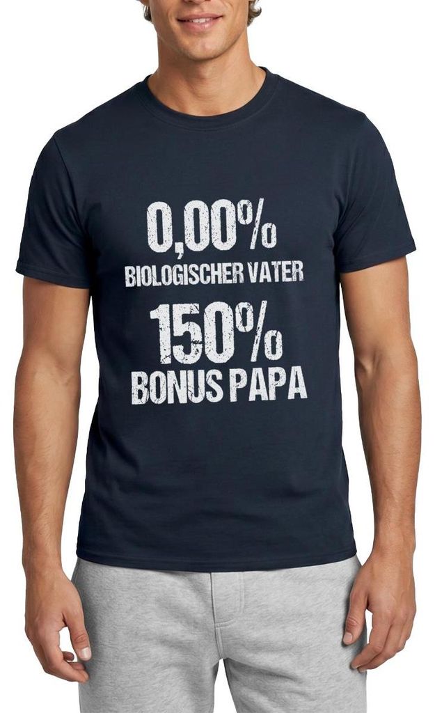 Spreadshirt 150% Bonus Papa 0,00% Biologischer Vater Männer T-Shirt, L, Navy