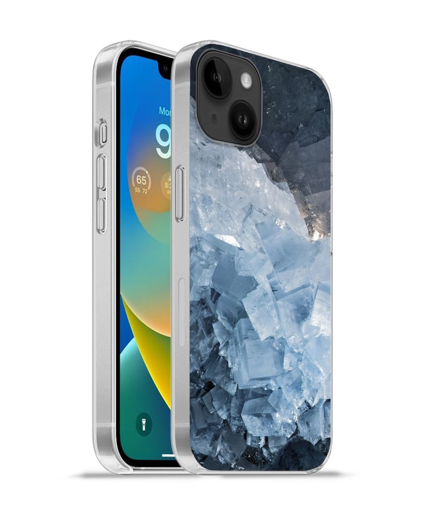 MuchoWow Handyhülle Schutzhülle Hülle für Apple iPhone 14 Plus - Soft case Naturstein - Kristall - Blau Silikon Softcase Handy Hülle - Abbil...