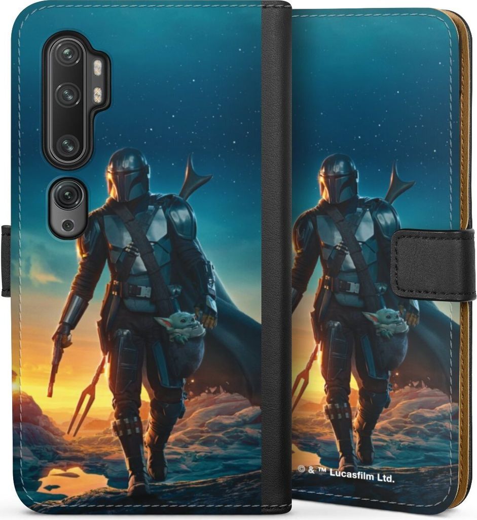 DeinDesign Klapphülle für Xiaomi Mi Note 10 Pro Handytasche Lederhülle Tasche Sonnenuntergang Star Wars The Mandalorian
