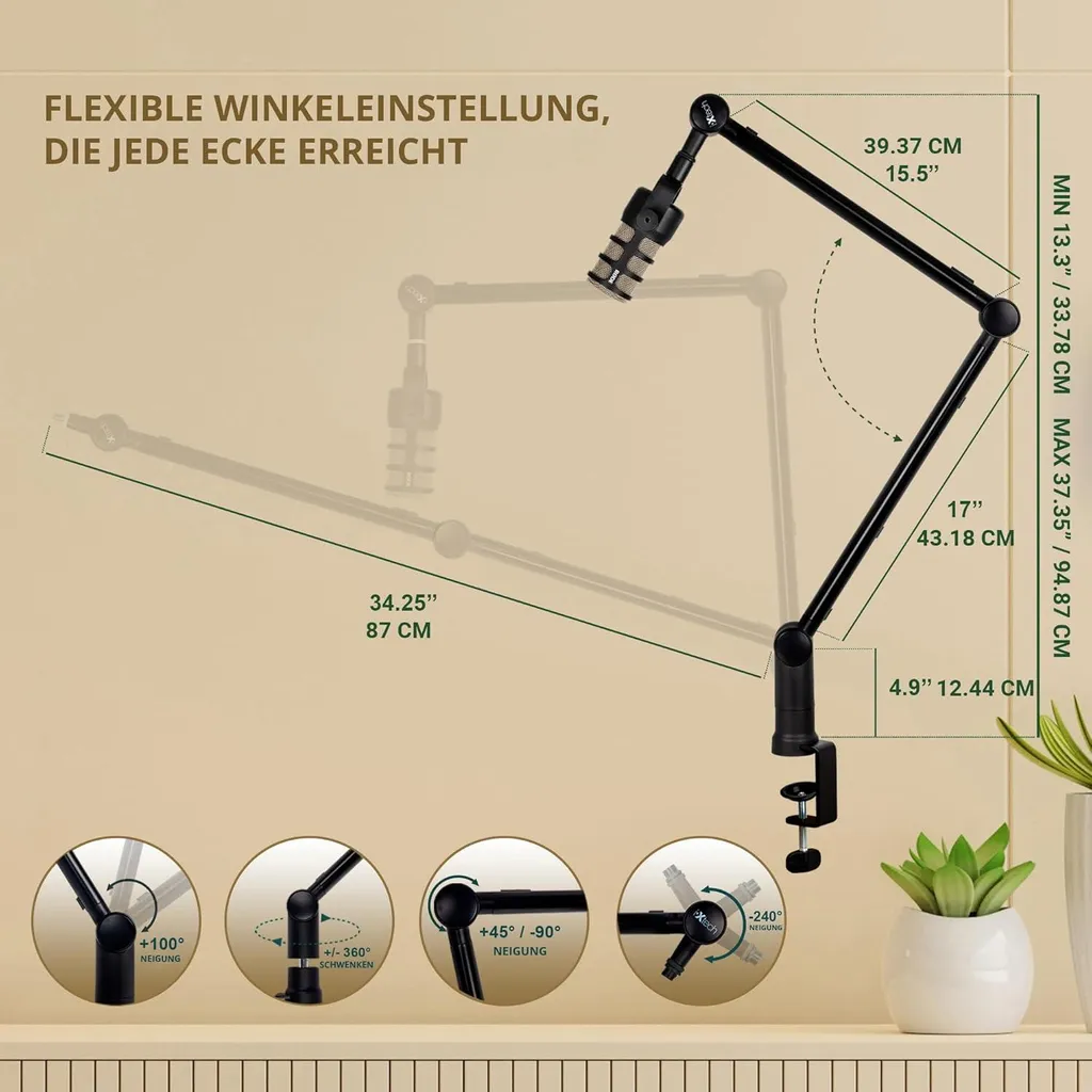 IXTECH Elegance Bras de Micro - Support Micro Ajustable 360° Podcast - 8