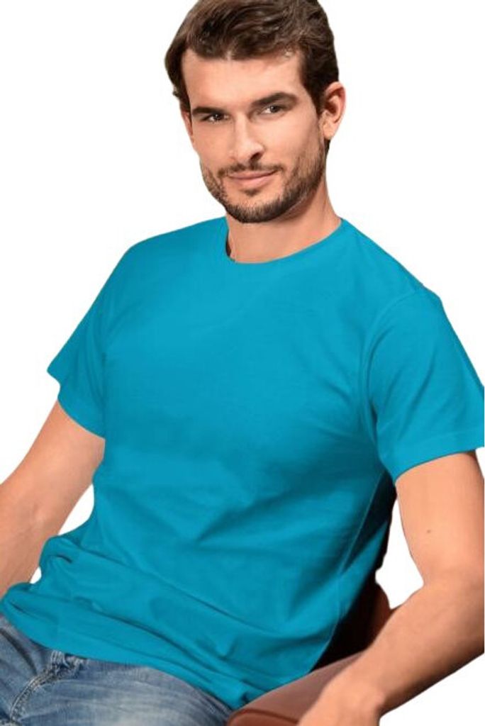 Uni-T-Shirt aus Baumwolle, hohe Grammatur, 100% Baumwolle, ohne Aufdruck, einfarbig, 200g/m2, Farbe türkis, Größe 2XL