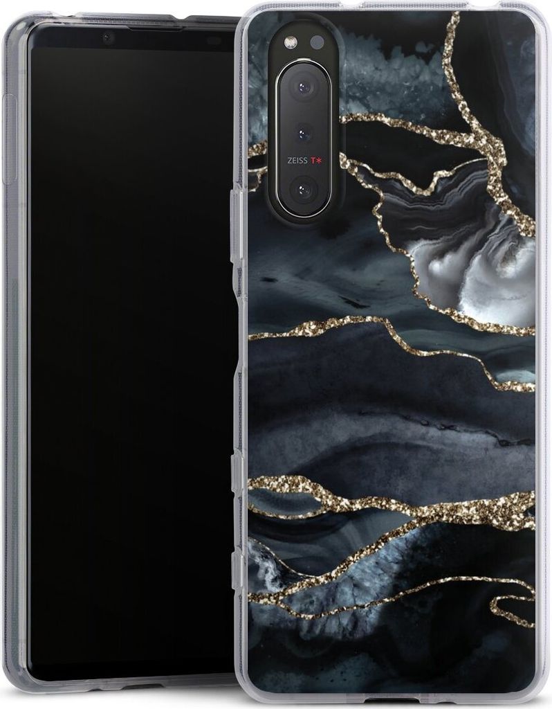 DeinDesign Handyhülle für Sony Xperia 5 II Silikon Hülle Case Smartphone Schutzhülle Glitzer Look Marmor Trends