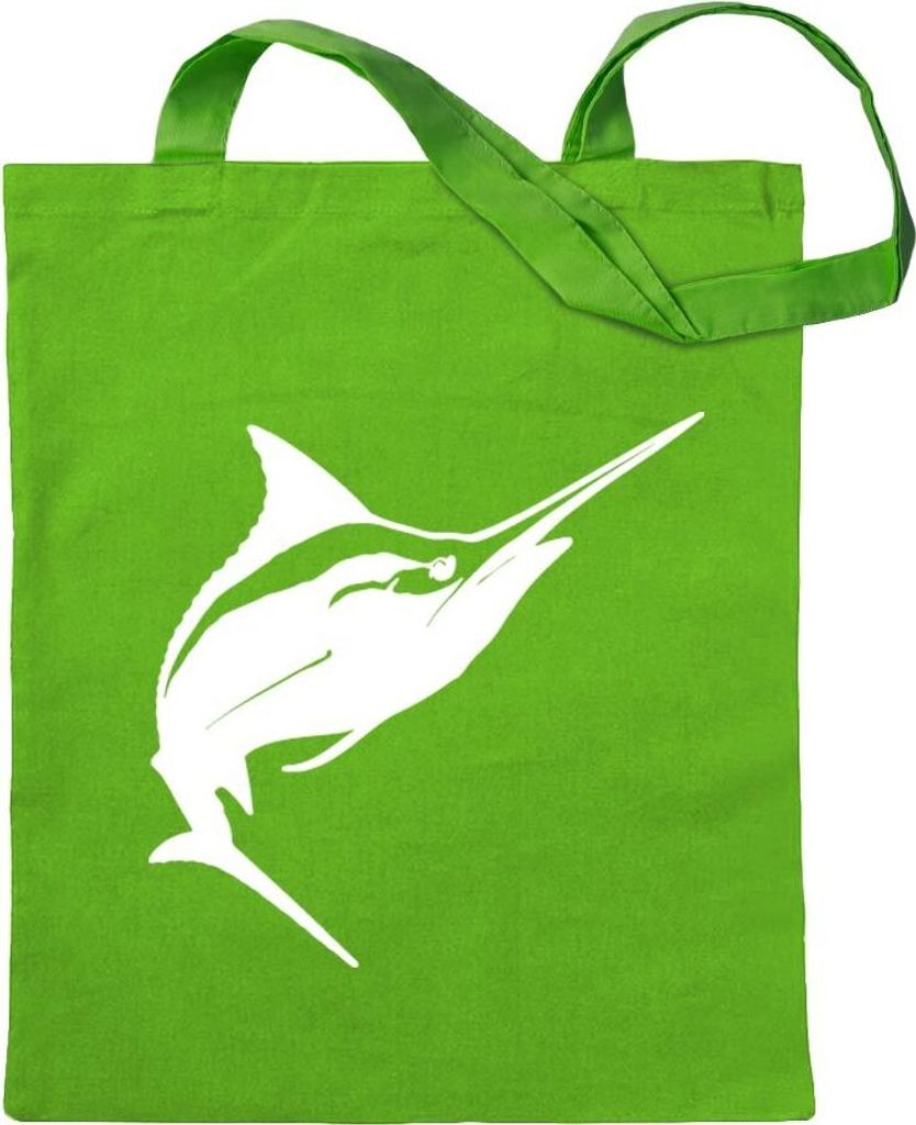 Kiwistar - Baumwolltasche - hellgrün - Schwertfisch Swordfish - Tragetasche Stoffbeutel Umhängetasche Langer Henkel