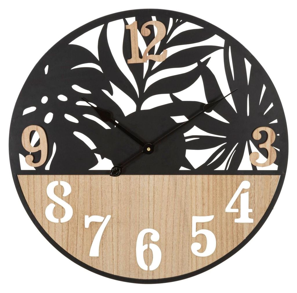 Mauro Ferretti wandklok Palme, diameter 60x2,5 cm, zwart en Productafbeelding 