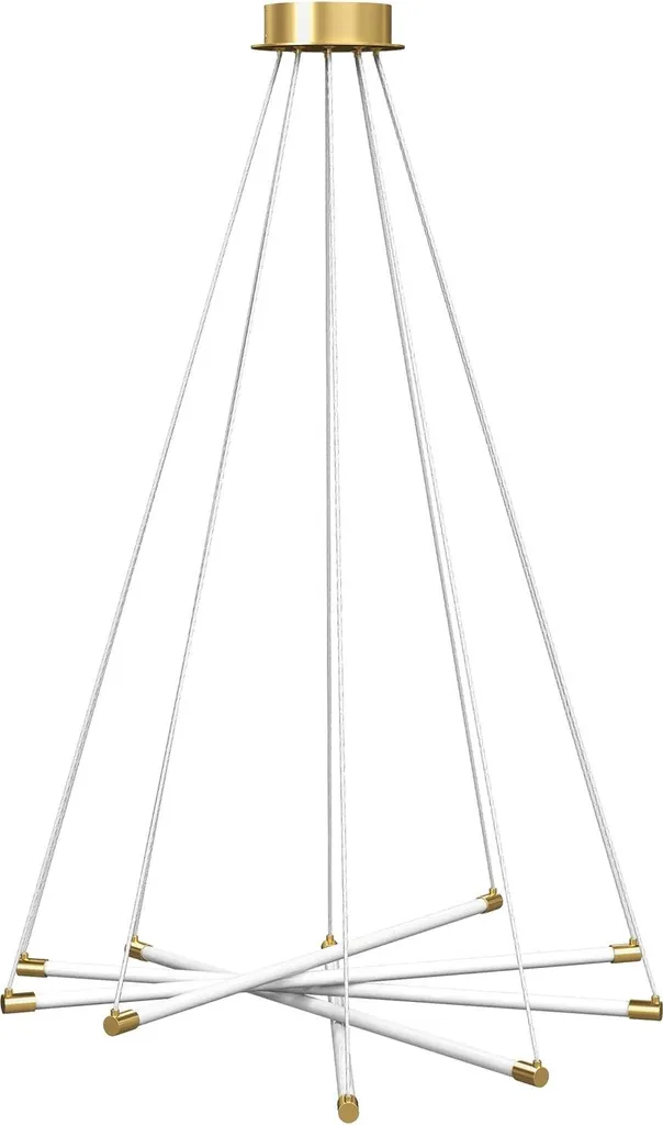 Plafonnier LED orientable 50W à 5 tubes design or et blanc élégant