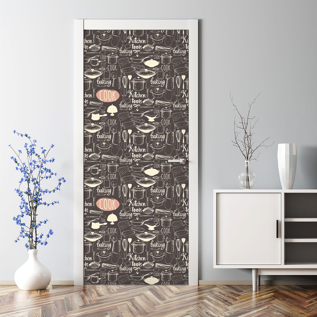 Dekorative Türtapete selbstklebend Aufkleber Klebefolie Küchenzubehör 77 x 200 cm