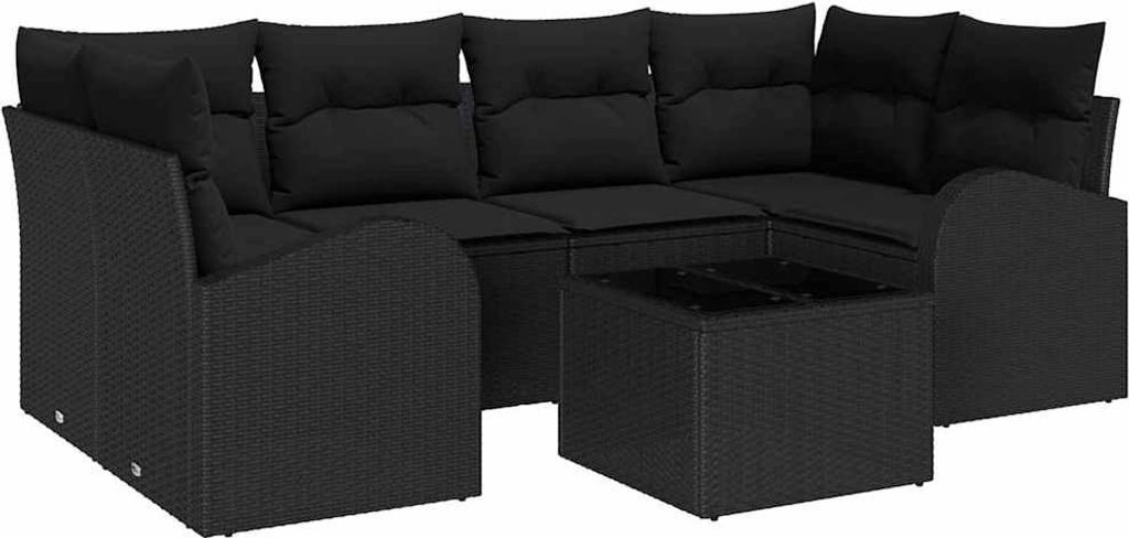 vidaXL Gartensofa-set Schwarz 55 x 55 x 37 cm Poly-Rattan