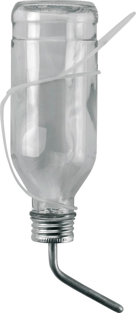KERBL Trinkflasche für Kaninchen Tränken Glas Aluröhrchen 500 ml 74125