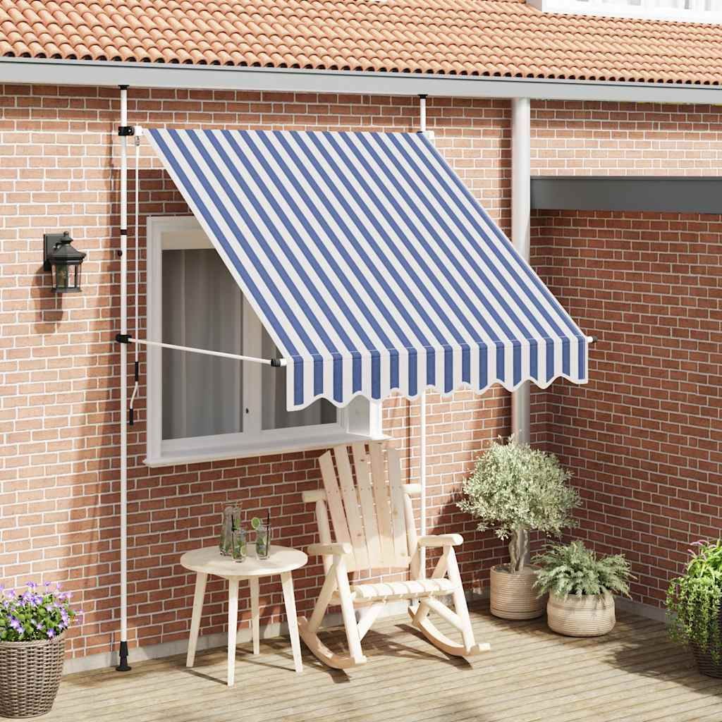 Maison Exclusive - Einziehbare Markise Handbetrieben 200 cm Blau/Weiß Gestreift
