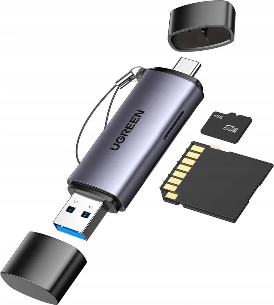 Adapter USB + USB-C UGREEN  CM185 czytnik kart SD + microSD Zdjęcie produktu 