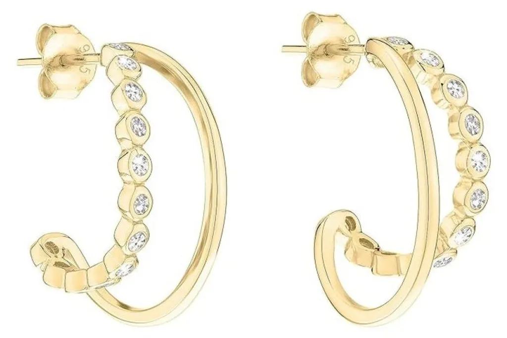 Créoles dorées serties de zirconium brillant pour femme Tiny Glimmer