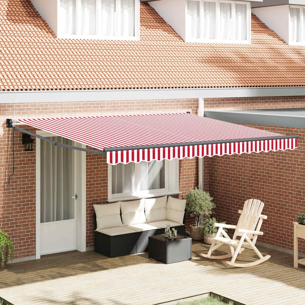 vidaXL Einziehbare Markise Rot und Weiß 400 x 300 cm