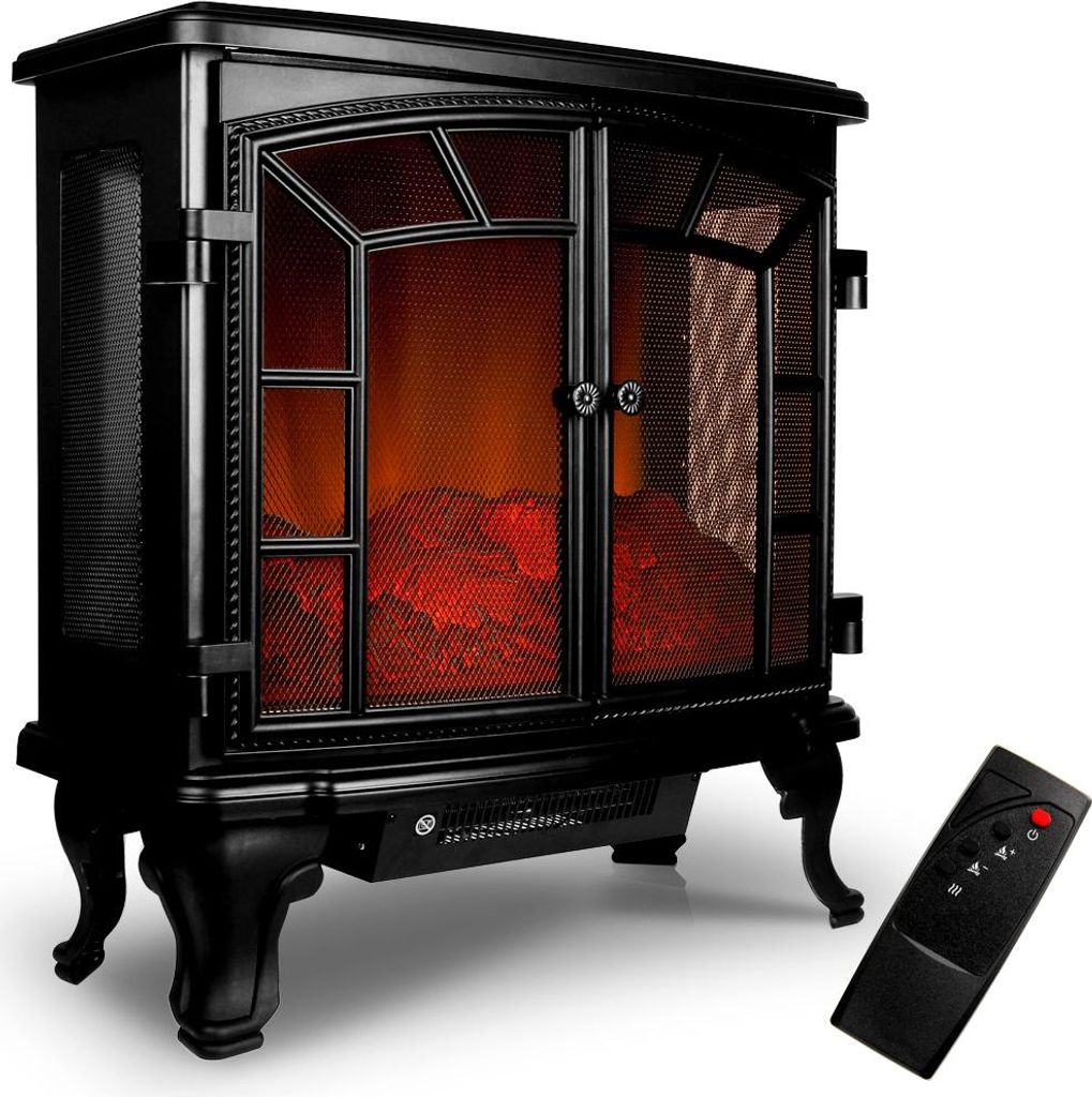 DEUBA® Cheminée électrique effet flamme LED double porte Image du produit 