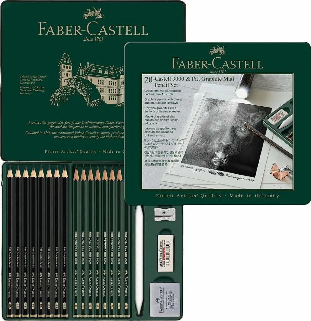 Faber-Castell Set Pitt Graphite Matt et Castell 9000 : dessin technique