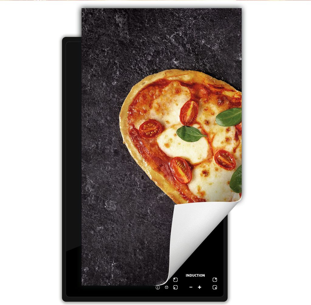 DarHaus Herdabdeckplatte 1 teilig 30x52 cm Anti Rutsch Matte Aufrollbar, schiefer - Pizza