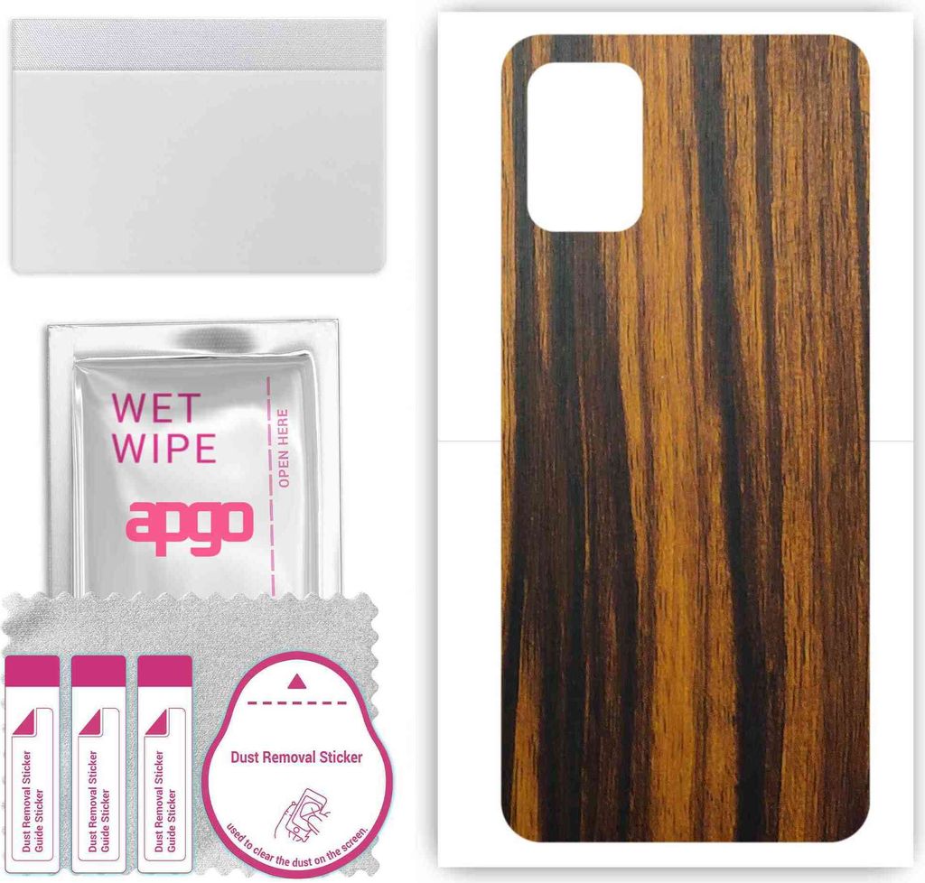 apgo Rückseite Schutzfolie, Skin, kompatibel mit LG Q52, Hinten Displayschutzfolie aus Vinylfolie, kratzfest, einfache Montage - Tigerwood