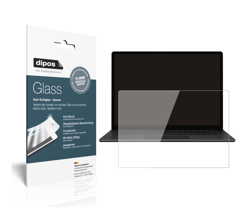 2x Schutzfolie für Microsoft Surface 4 13.5 Zoll - Anti-Shock 9H Folie dipos Glass Kunststoffglas