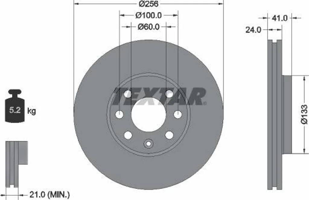 Disque de frein TEXTAR 92091803 OE 569059 pour Opel Astra G et Corsa