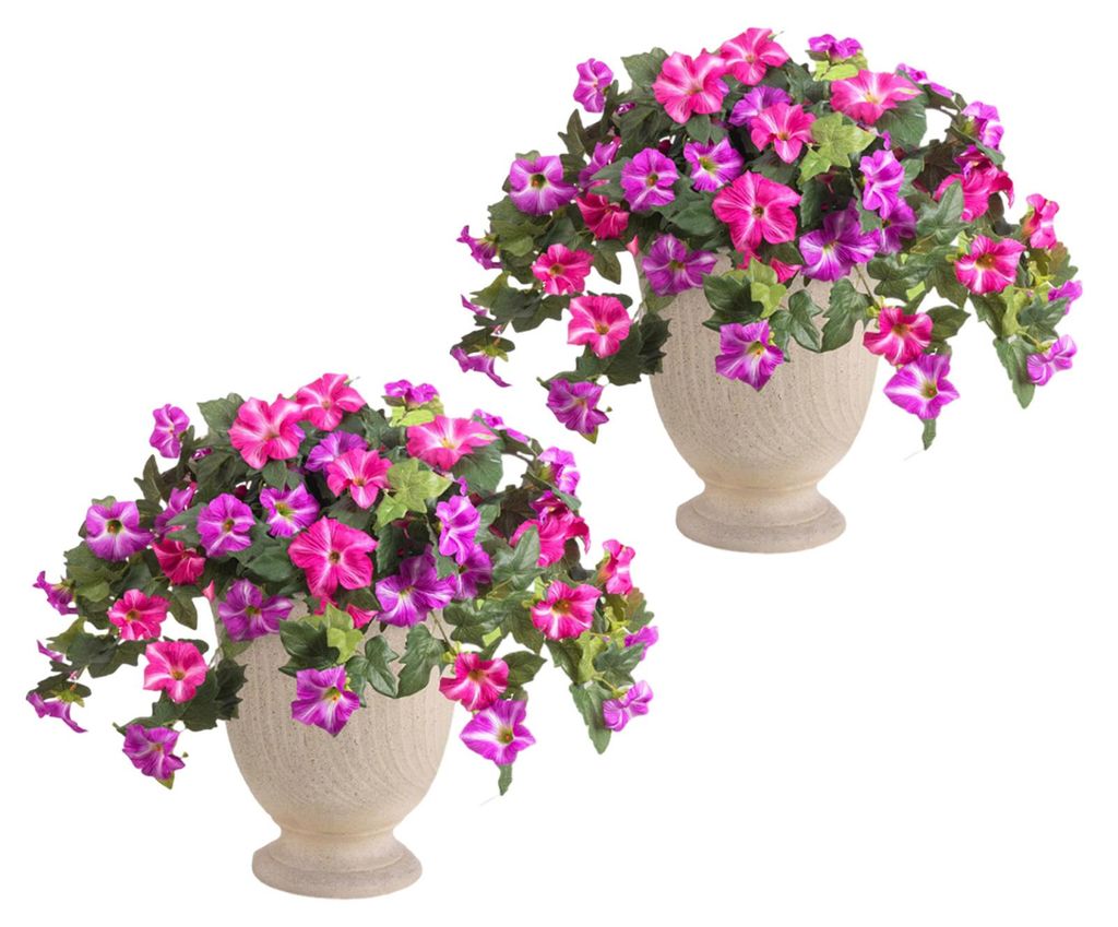 Künstliche Hängeblumen mit Korb, UV-beständige Kunstseiden-Prunkwinden-Ranken für den Außenbereich, ideal für Veranda, Terrasse, Garten, Balk...