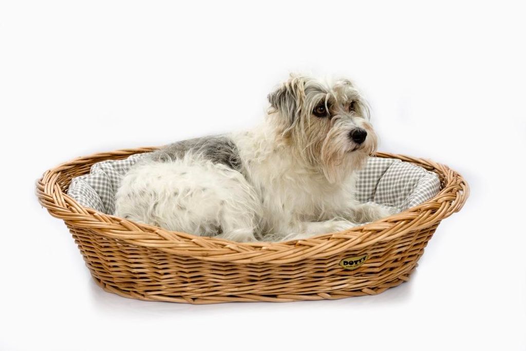Handgeflochtener Weidenkorb Wikikorb mit Baumwoll-Hundebett Produktbild 