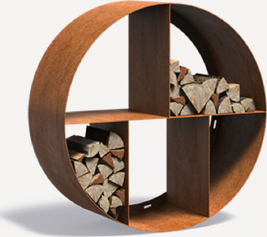 Holzlager Logg Circle Cortenstahl Maxi