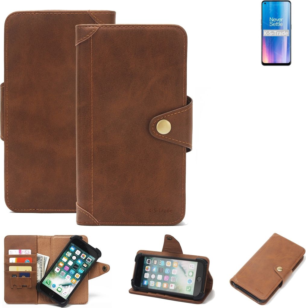K-S-Trade Handyhülle für OnePlus Nord CE 2 5G Schutz Hülle Walletcase Bookstyle Tasche Case Handytasche Wallet Flipcase Cover PolyurethanBraun (1x)