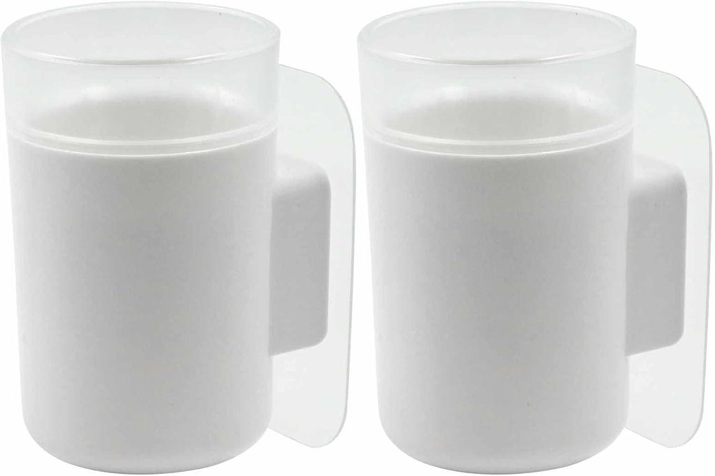 Elektrozahnbürstenhalter - weiß, ABS, Wand, selbstklebend, für Griffe unter 3,5 cm Durchmesser, Bad, Küche, ohne Bohren, 2 Stück (Weiß)