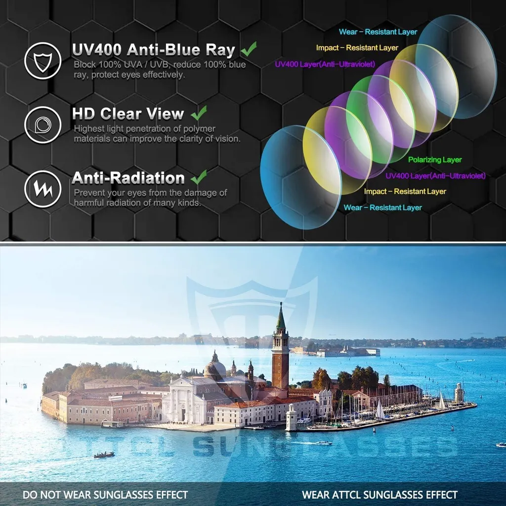 Occhiali da Sole Sportivi ATTCL Uomo Pesca Golf Polarizzati AL-MG - 5