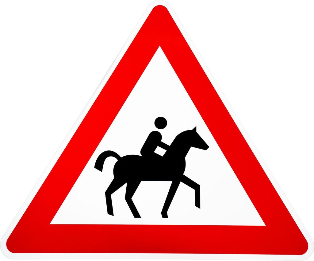 ORIGINAL Verkehrsschild Nr. 101-23 * Reiter, Aufstellung links* SL 630 mm nach StVO und RAL-Gütebedingungen Verkehrszeichen Achtung Warnschild Str...