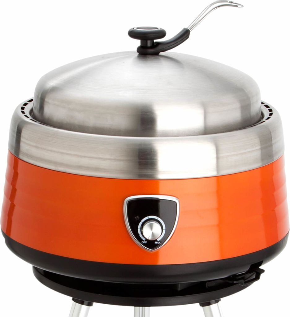 All'Grill Vulcano Multifunktionaler Holzkohlegrill inkl. 2 Grillaufsätzen, Haube und Transporttasche - Orange
