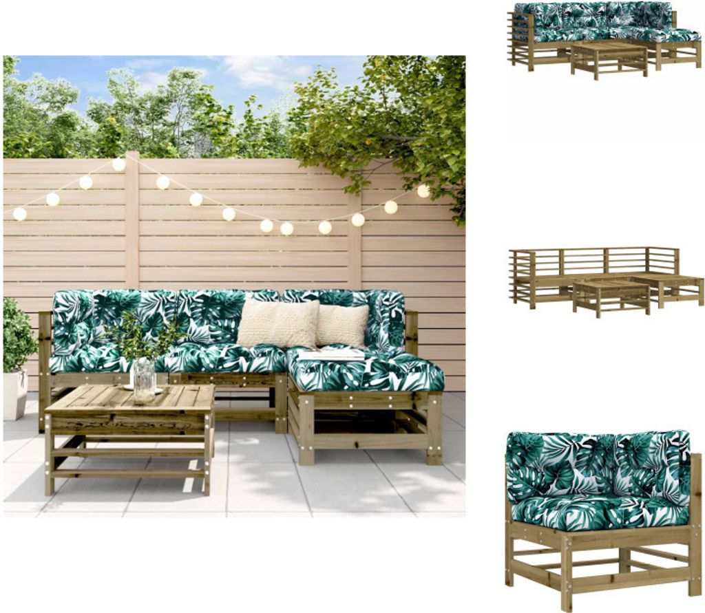 vidaXL 5-tlg. Garten-Lounge-Set mit Kissen Imprägniertes Kiefernholz - Gartenmöbel-Sets