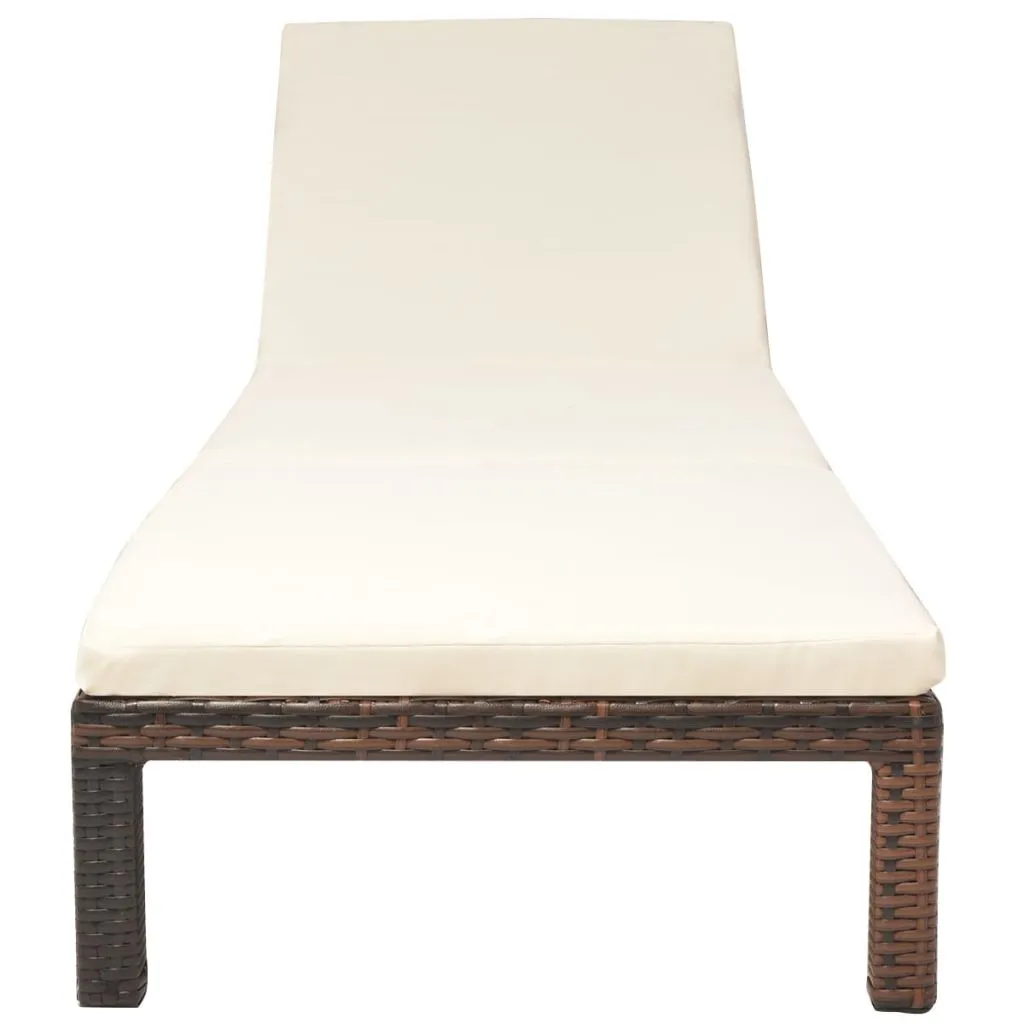 Chaise Longue Résine Tressée Brune Résistante avec Support vidaXL 195cm - 3