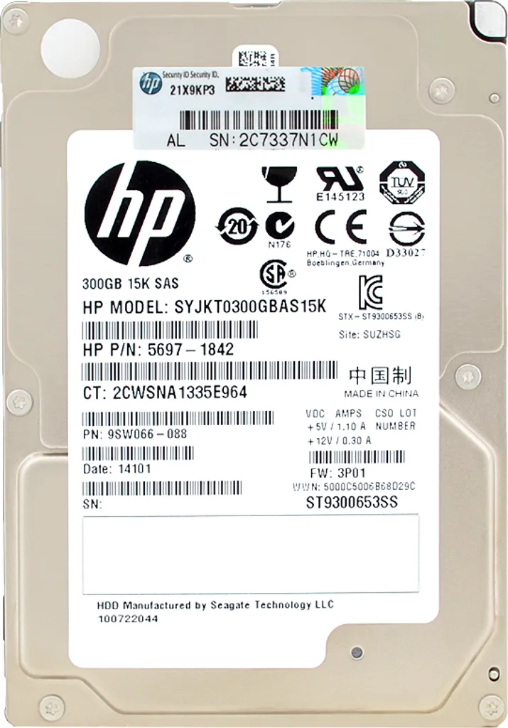 Disco rigido HP SYJKT0300GBAS15K 300 GB SAS II 15000Rpm 2,5'' 5697-1842