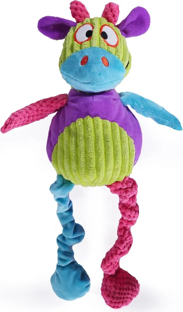 Jouet peluche vache multicolore Chloe pour chien - Idéal doudou éveil