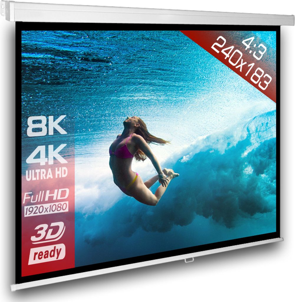 4:3 SlenderLine Beamer Rolloleinwand 244 x 198 (238x178)cm Produktbild 