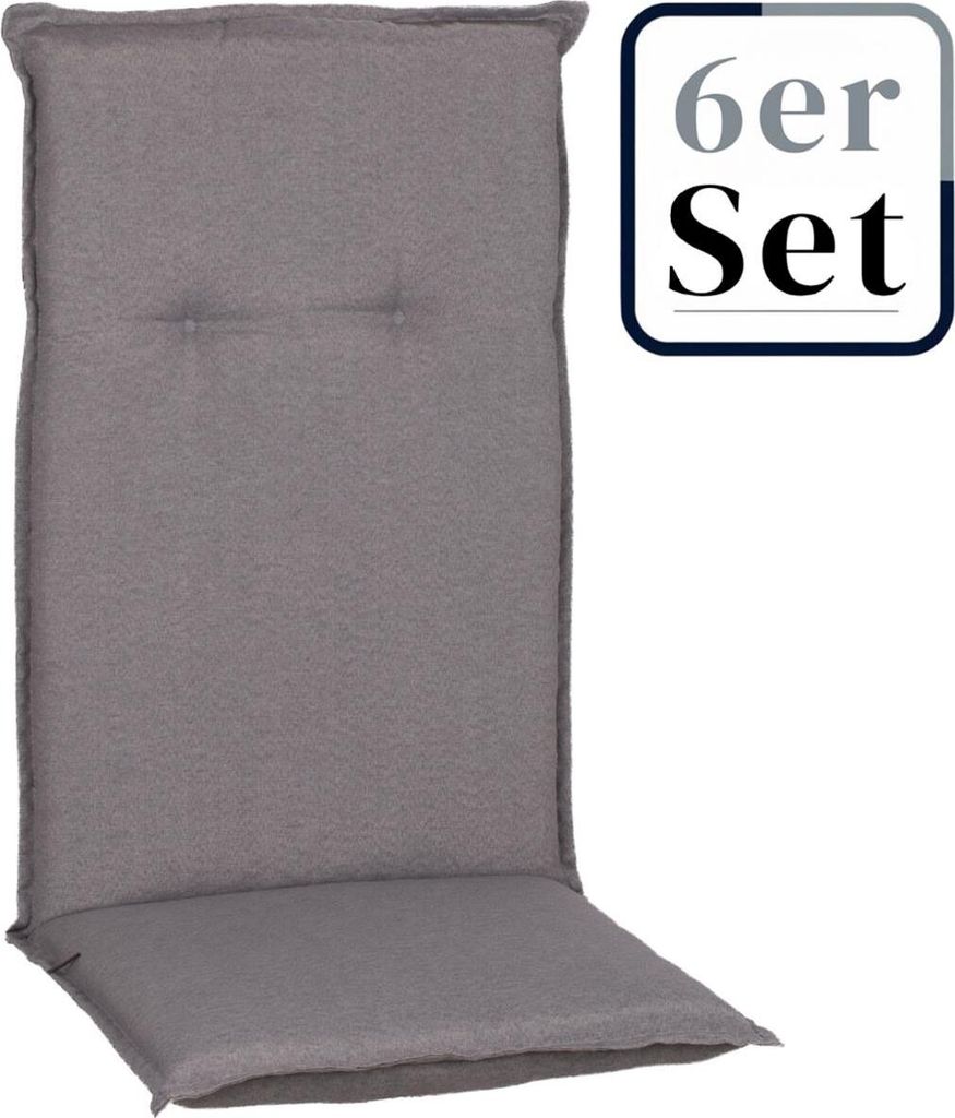 6er Set Hochlehner Auflage Tanana, Motiv - Uni, grau, 118x46x8cm