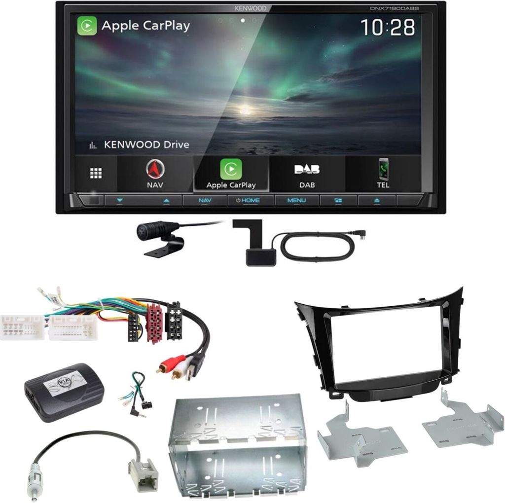 Kenwood DNX-7190DABS Android Auto Carplay DAB+ Einbauset für Hyundai i30 GD GDH