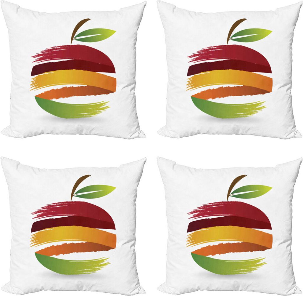 ABAKUHAUS Obst Kissenbezug Set (4 Stück), Laub wirbeln Linien, Moderner Doppelseitiger Digitaldruck, 60 cm x 60 cm, Mehrfarbig