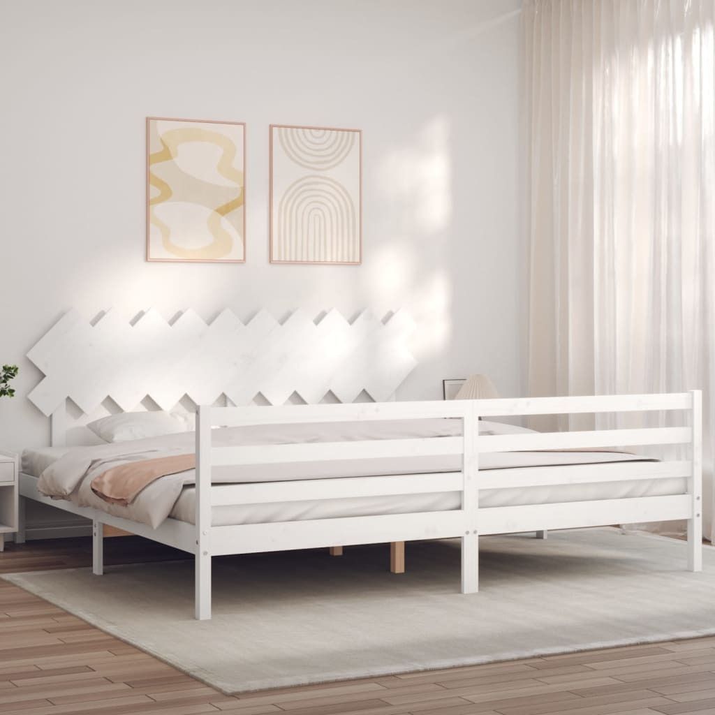 Maison Exclusive - Massivholzbett mit Kopfteil Weiß 200x200 cm