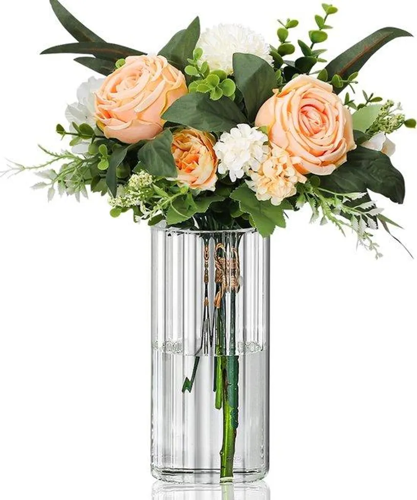 Vase de décoration florale en verre soufflé et bois naturel Pure V1