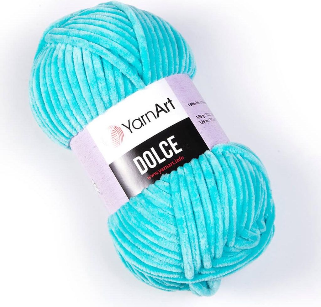 A ball of turquoise yarn on a white background.