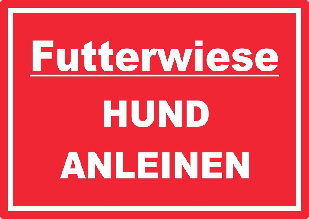 Futterwiese Hund anleinen Aufkleber A2 (420x594mm)