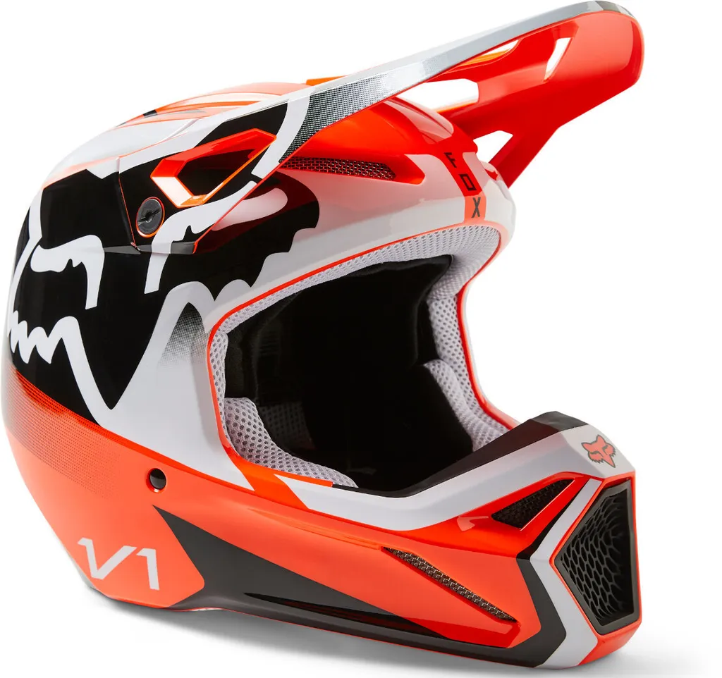 Casque Motocross FOX V1 Leed Jeune Orange Fluo - Taille YM 51-52 cm