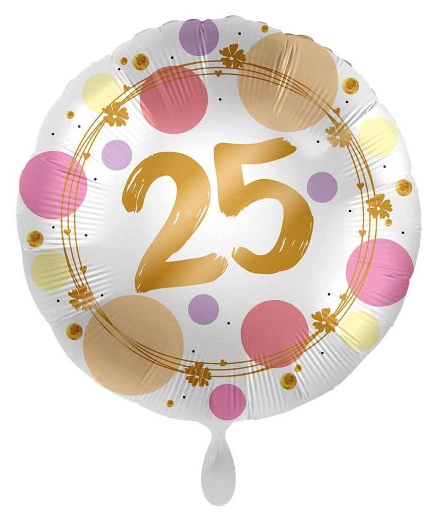 25. Geburtstag Ballon Happy Dots 45cm Produktbild 