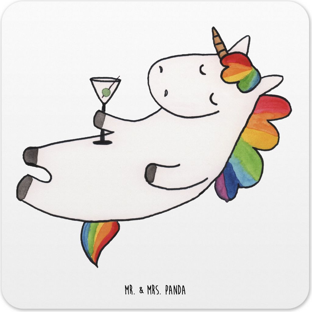 Mr. & Mrs. Panda Untersetzer für Gläser Einhorn Cocktail 15er Set - Weiß - Geschenk, Rum, Cuba Libre, Unicorn, coaster, Geburtstag, Glas-Unterse...
