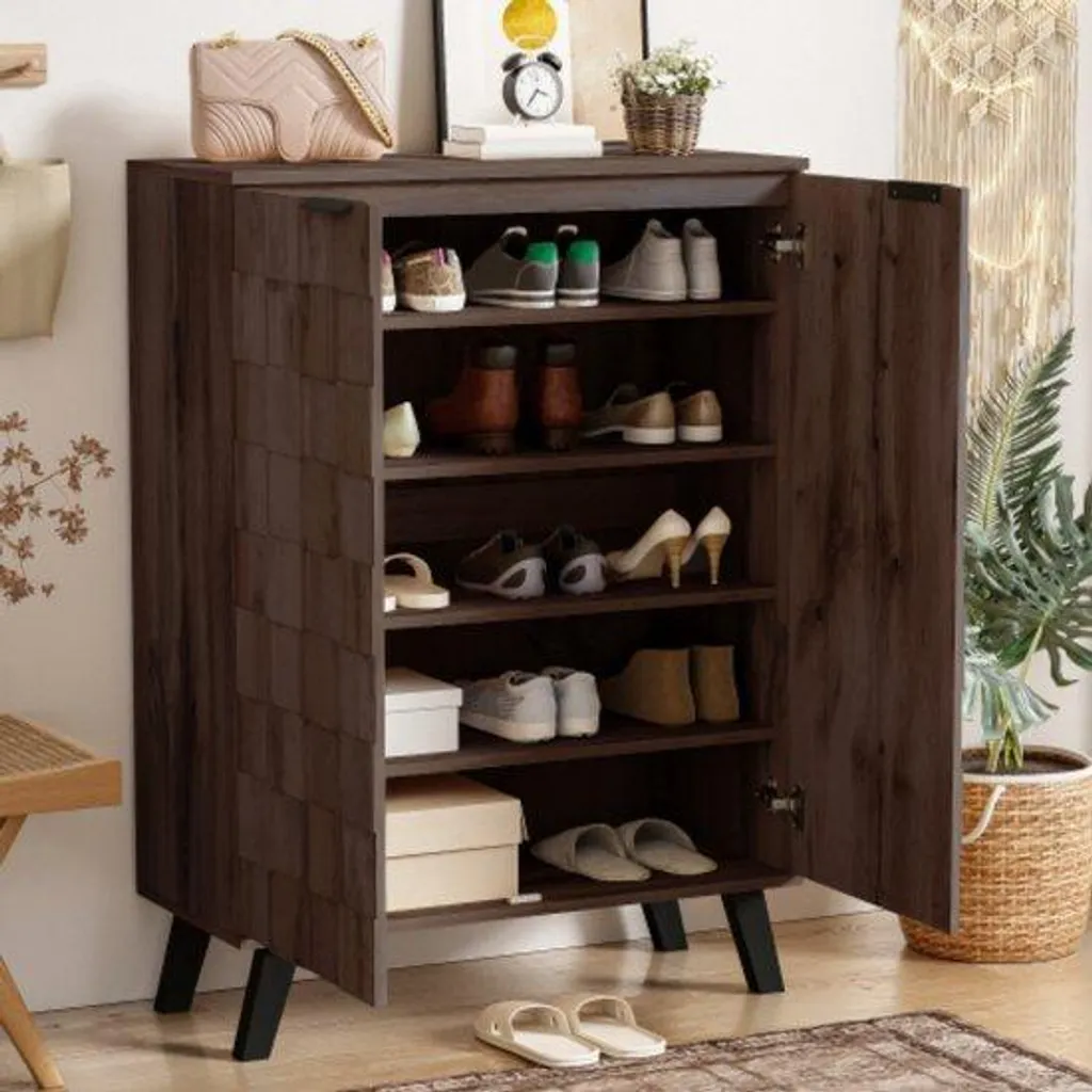 Finissez-en avec le désordre : Grand Meuble à Chaussures Bois Sombre